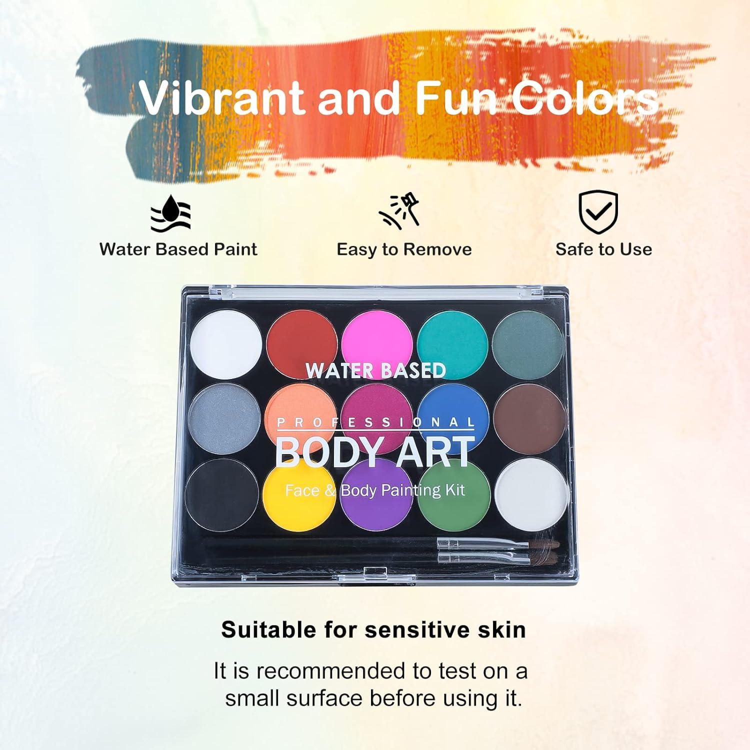 Bodypainting Farben Kinder Schminke Fasching Halloween Karneval Make-up Palette 15 Farben Pinsel