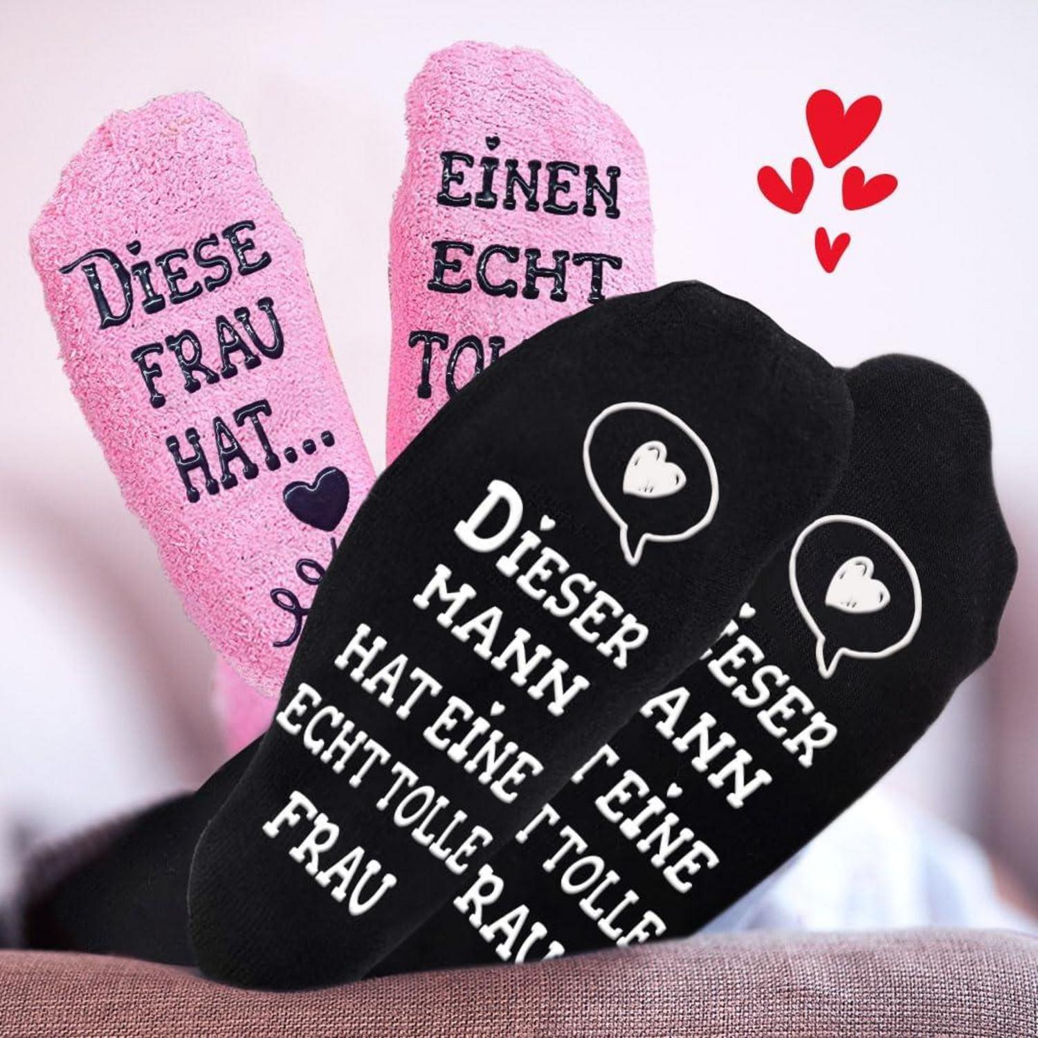 Partner Socken Mann Frau Lustig Spruch Pärchen Valentinstag Schwarz