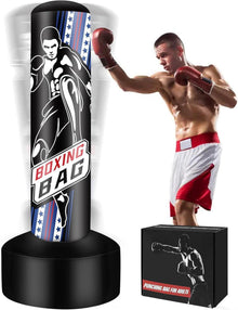 Boxsack Stehend Erwachsene 180cm Aufblasbar Schwarz Kickboxsack