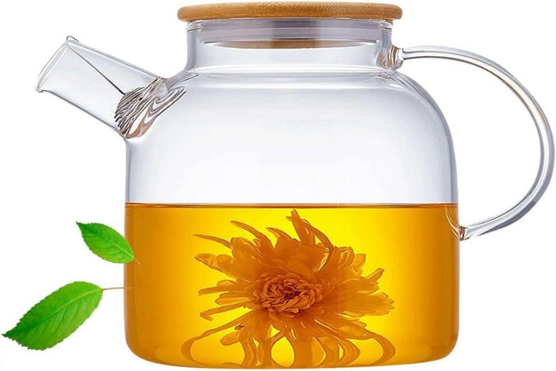 LeKuni Teekanne Glas 1500ml mit Siebeinsatz für Tee & Fruchttee