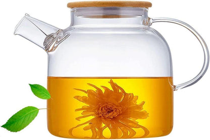 LeKuni Teekanne Glas 1500ml mit Siebeinsatz für Tee & Fruchttee