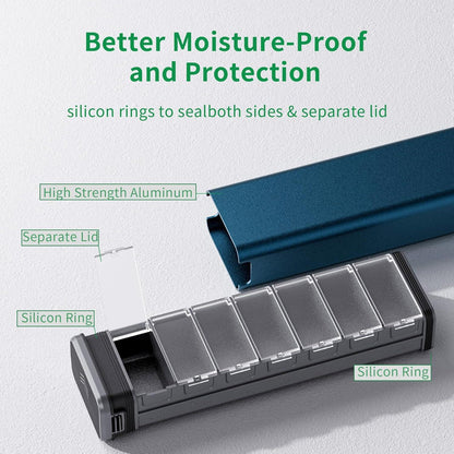 Tablettenbox 7 Tage Aluminium Pillen-Organizer Blau