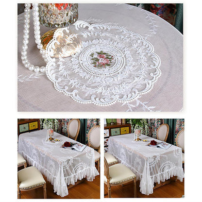 Vintage Spitze Tischdecke Blumenstickerei 150x150cm