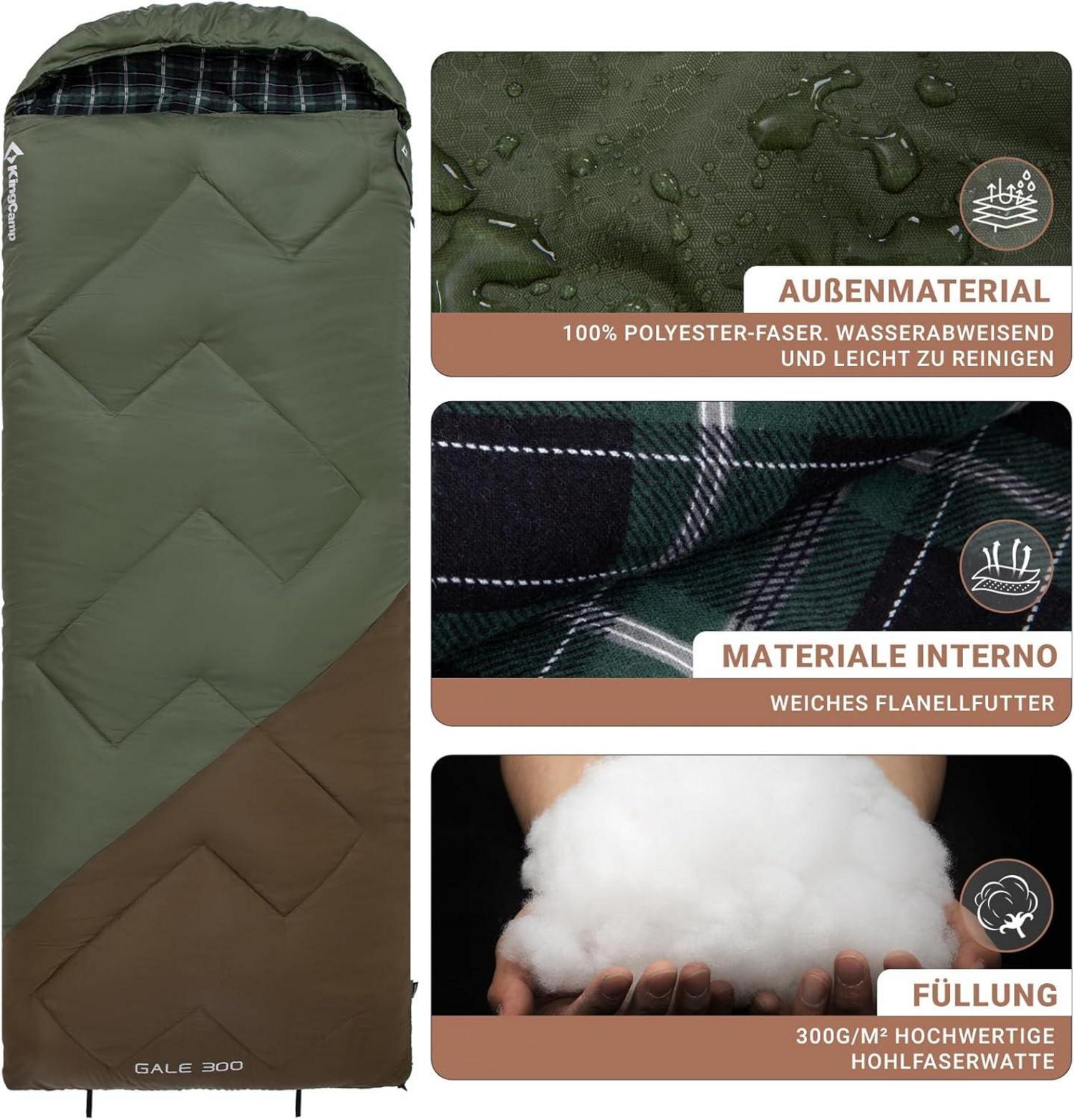 KingCamp Schlafsack Outdoor Warmer Deckenschlafsack 4 Jahreszeiten 300g/400g Füllung