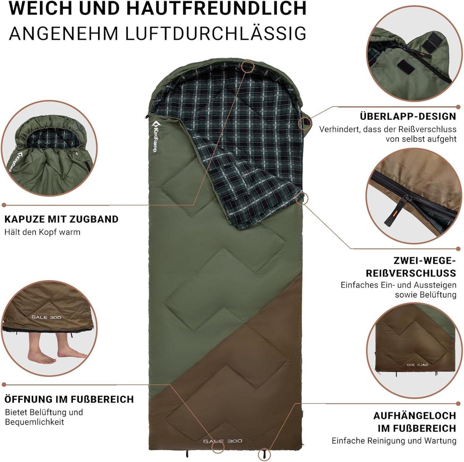 KingCamp Deckenschlafsack Warmer Outdoor Schlafsack 300g/400g Erwachsene