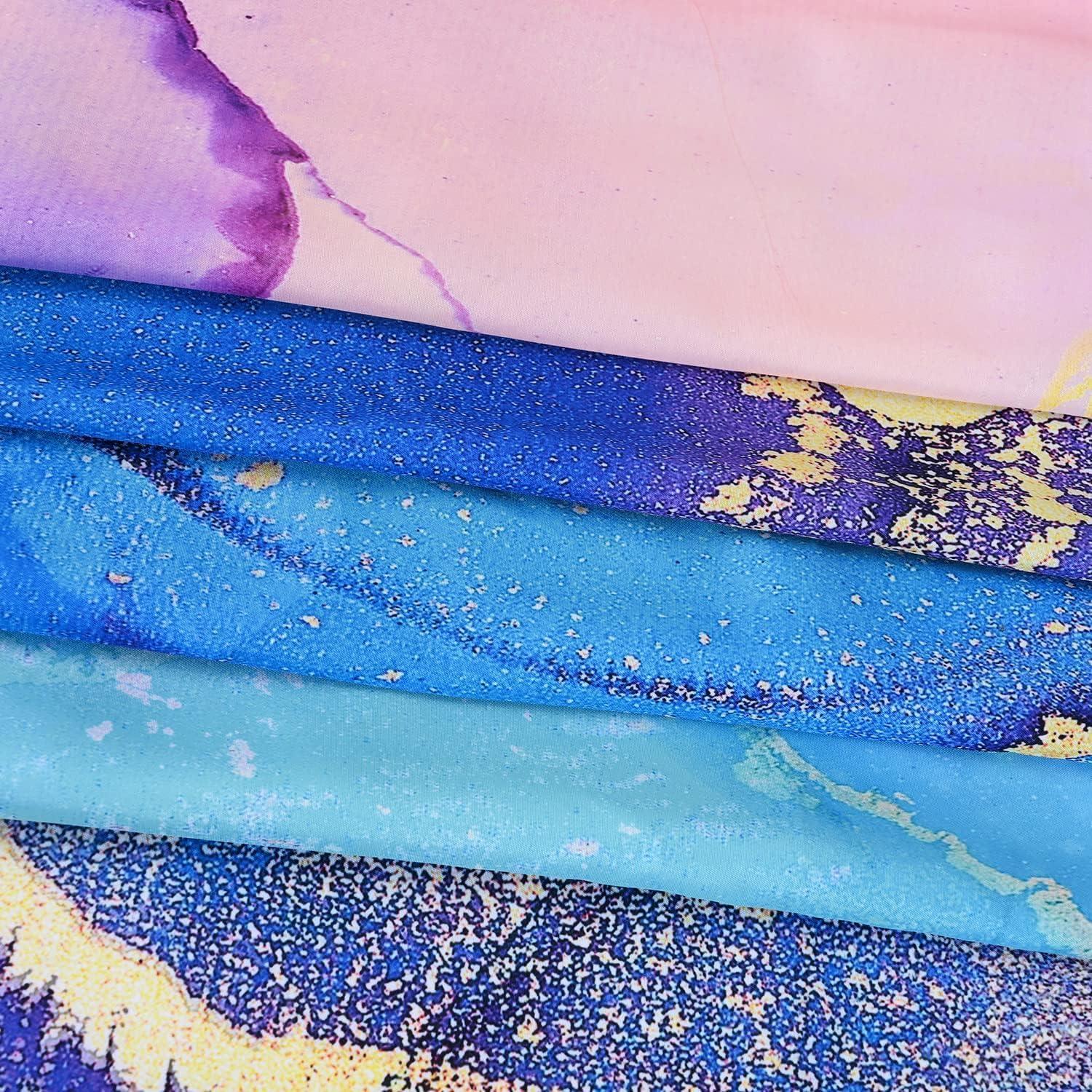 Duschvorhang Blau Marmor Bunt 180x200 Ösen Antischimmel wasserdicht