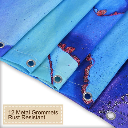 Duschvorhang 180x200 Blau Marmor Antischimmel Wasserdicht