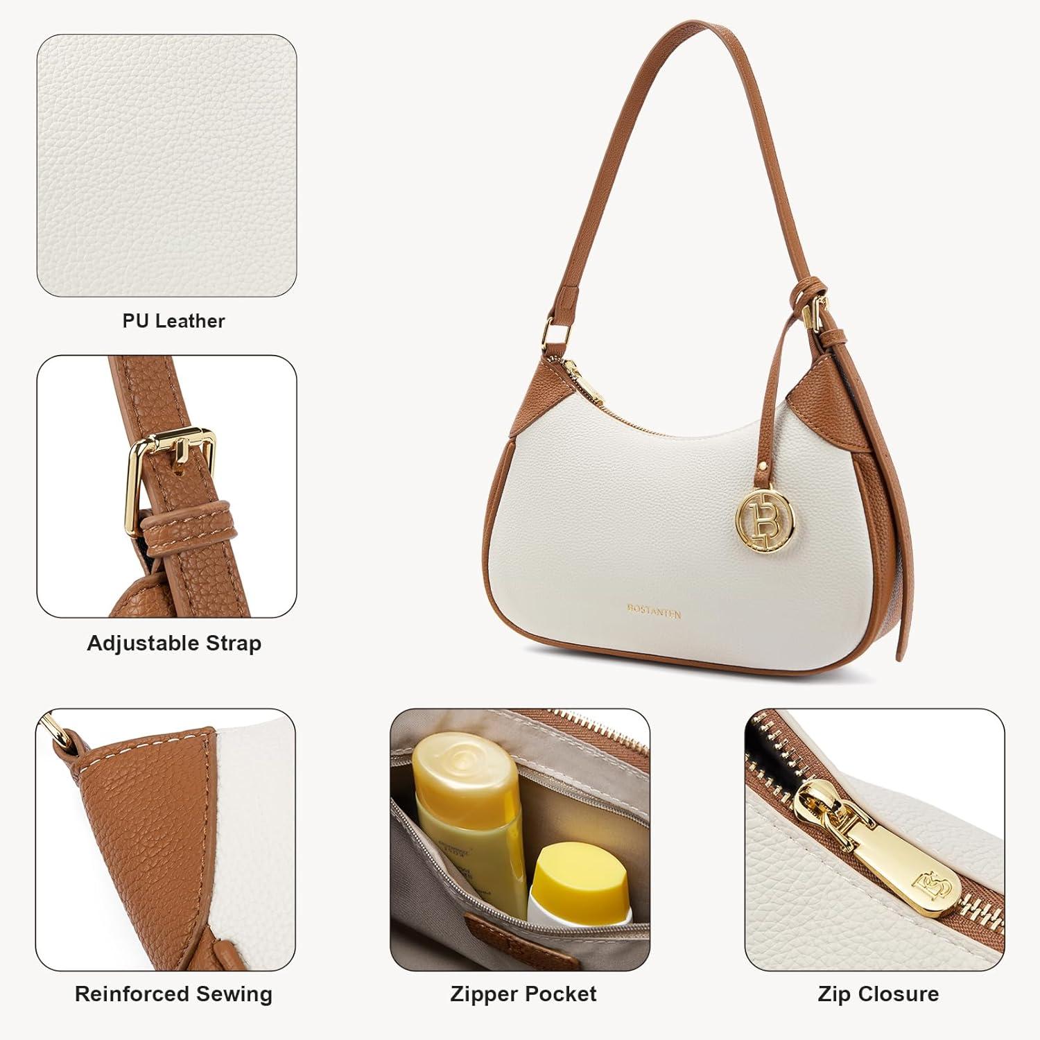 Kleine Damen Handtasche aus Kunstleder in Beige und Braun