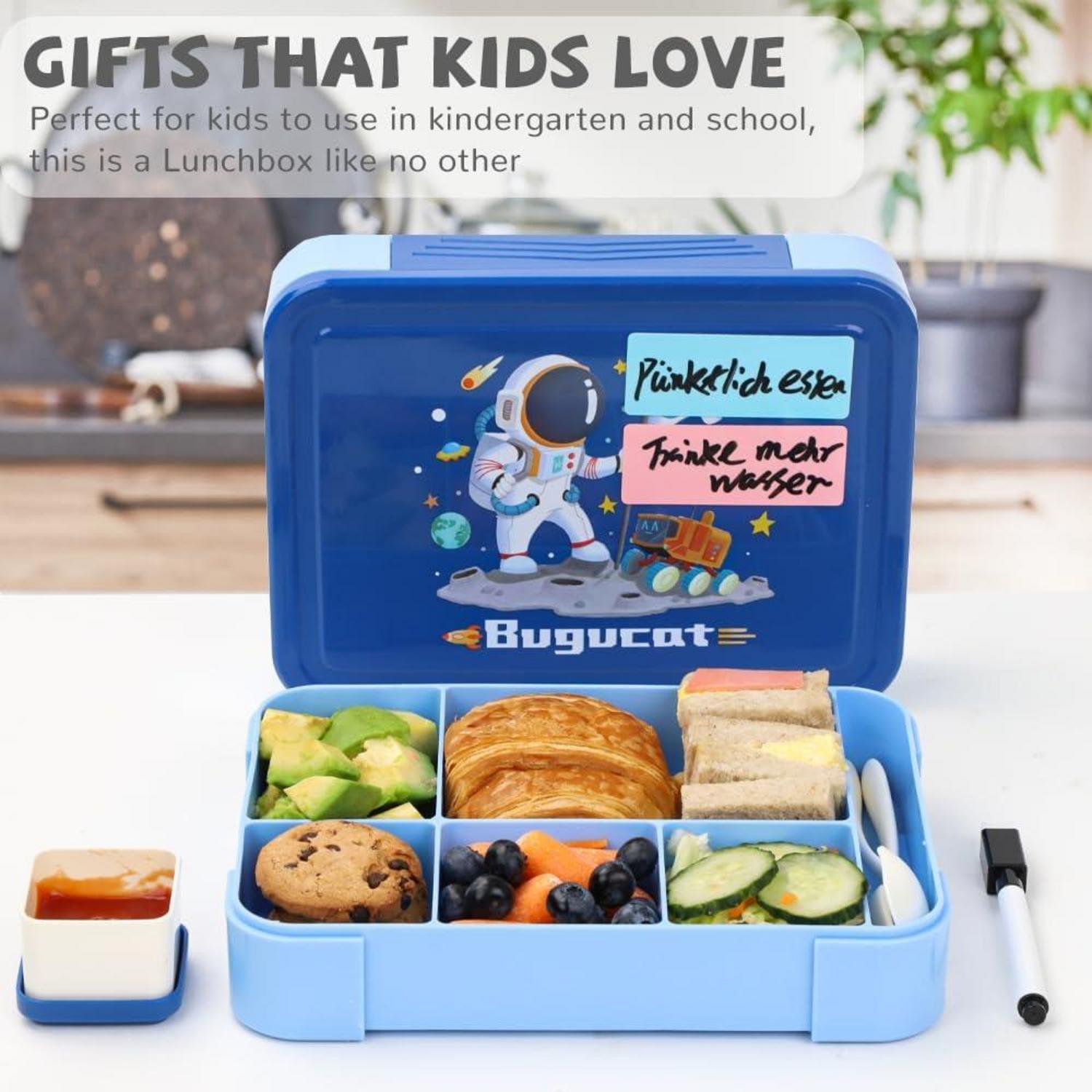 Bugucat Brotdose Kinder Bento Box 1330ML Auslaufsicher 12-teilig Blau