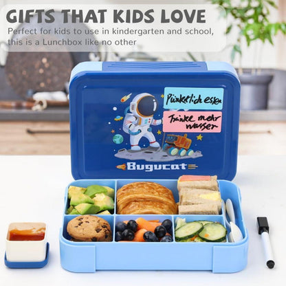 Bugucat Brotdose Kinder Bento Box 1330ML Auslaufsicher 12-teilig Blau