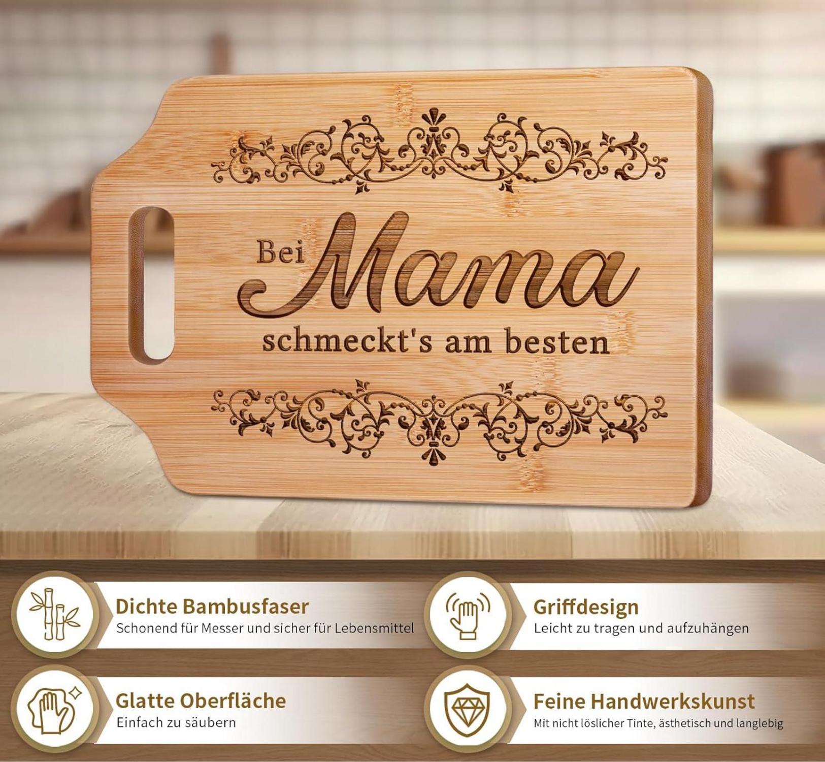 Graviertes Bambus Schneidebrett Geschenkidee Mama - Weihnachtsgeschenk Mama