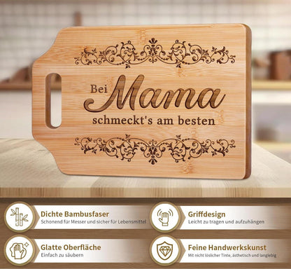 Graviertes Bambus Schneidebrett Geschenkidee Mama - Weihnachtsgeschenk Mama
