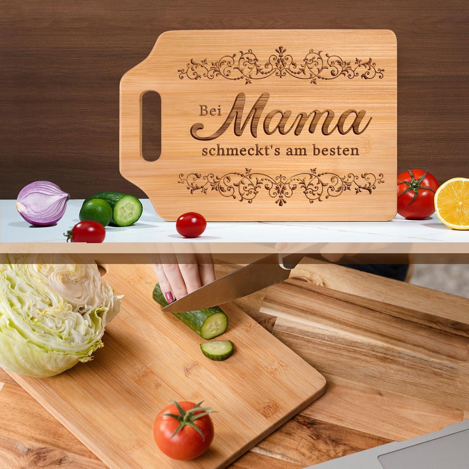 Graviertes Bambus Schneidebrett Beste Mama Geschenk Natur Bio