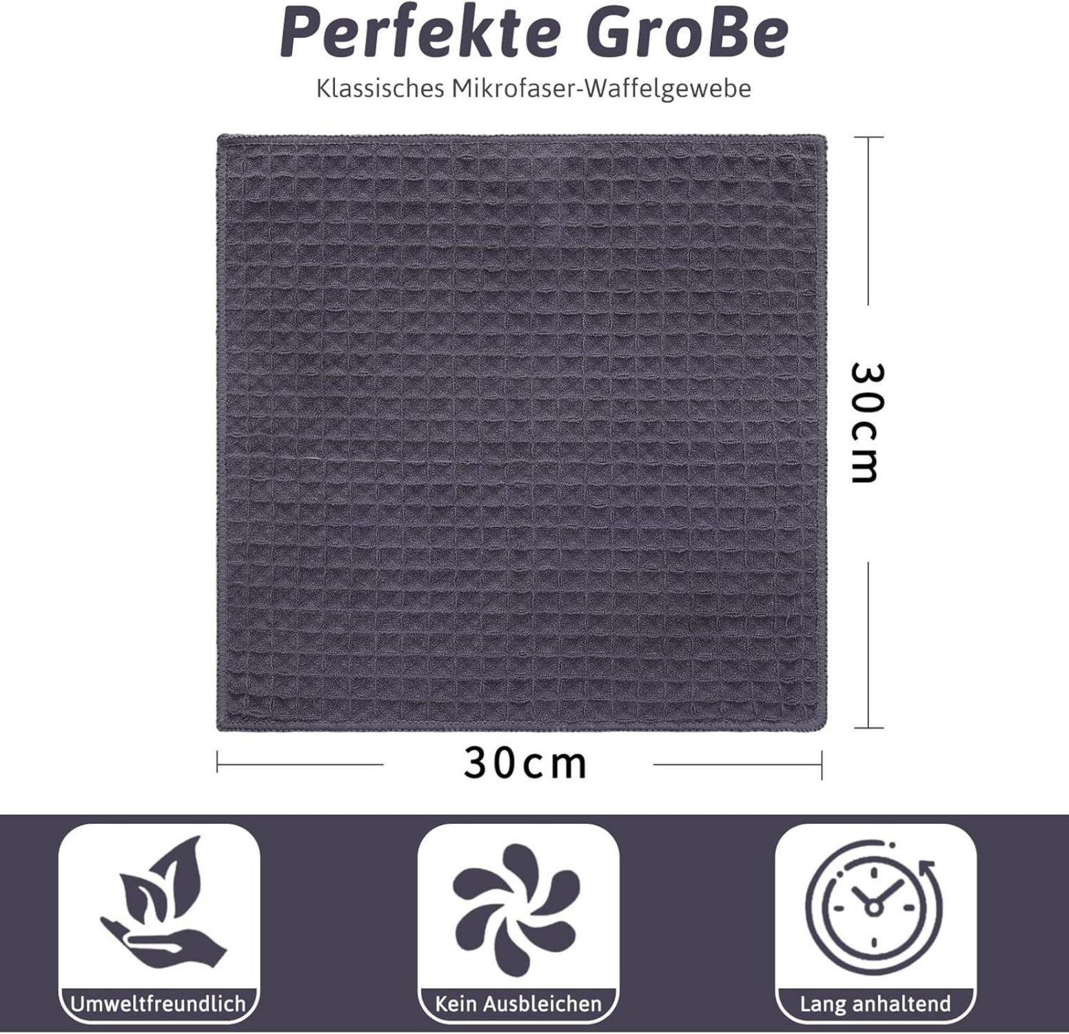 8er-Set Moosfor Microfasertücher 30x30cm Saugfähige Küchentücher Dunkelgrau
