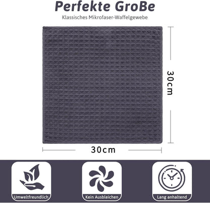 8er-Set Moosfor Microfasertücher 30x30cm Saugfähige Küchentücher Dunkelgrau