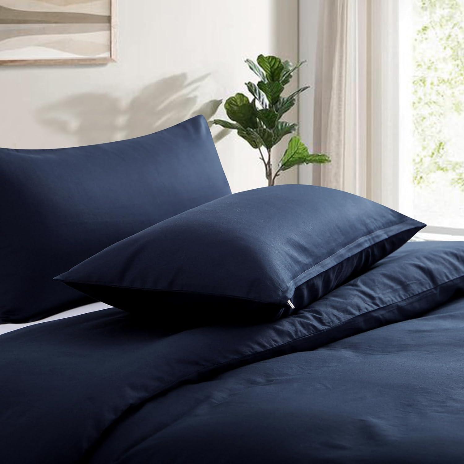 Kissenbezug Blau Baumwolle weich 40x80cm 2er Set Reißverschluss