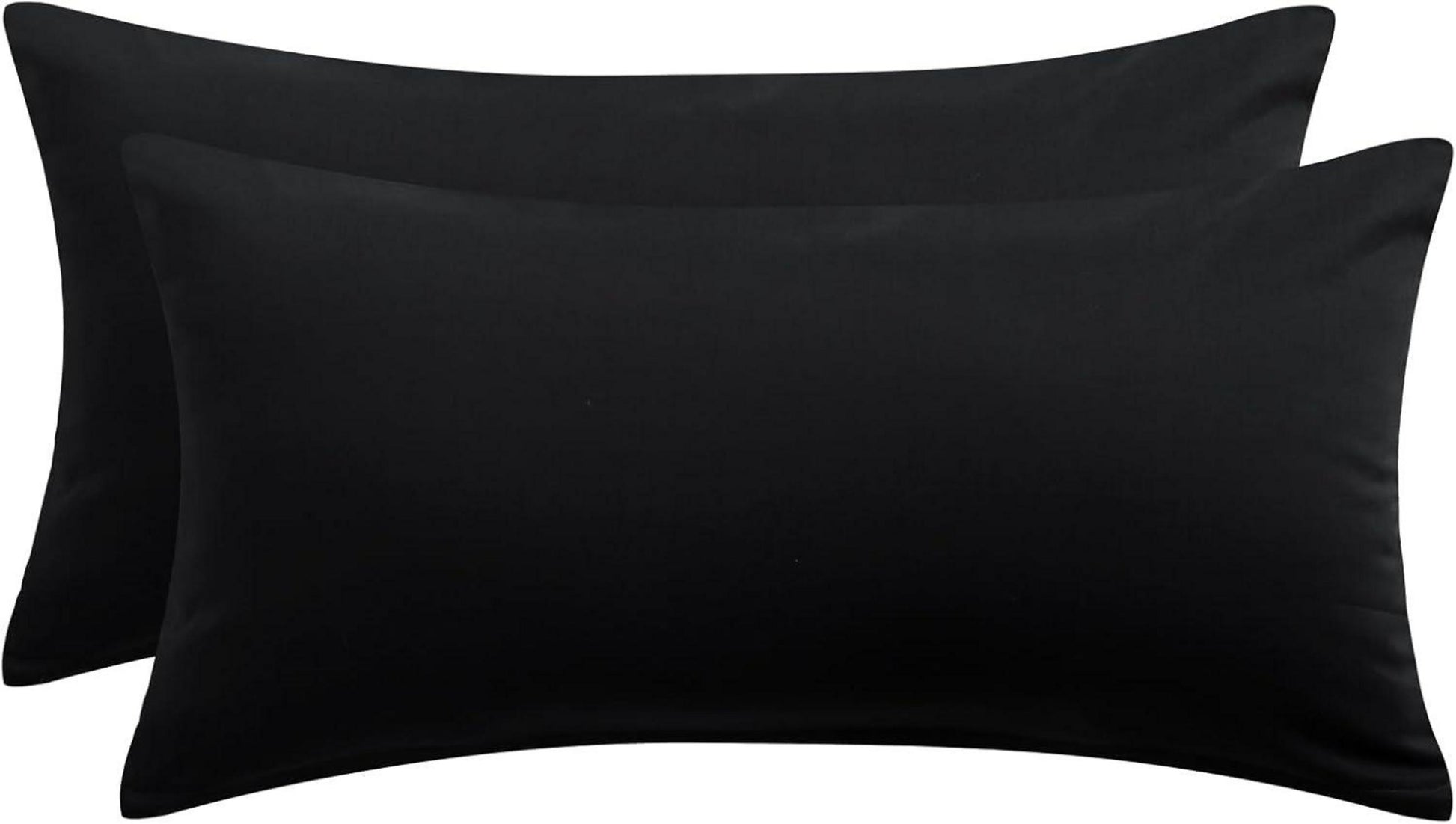 Schwarzer Baumwoll-Kissenbezug 40x80 cm Set mit Reißverschluss