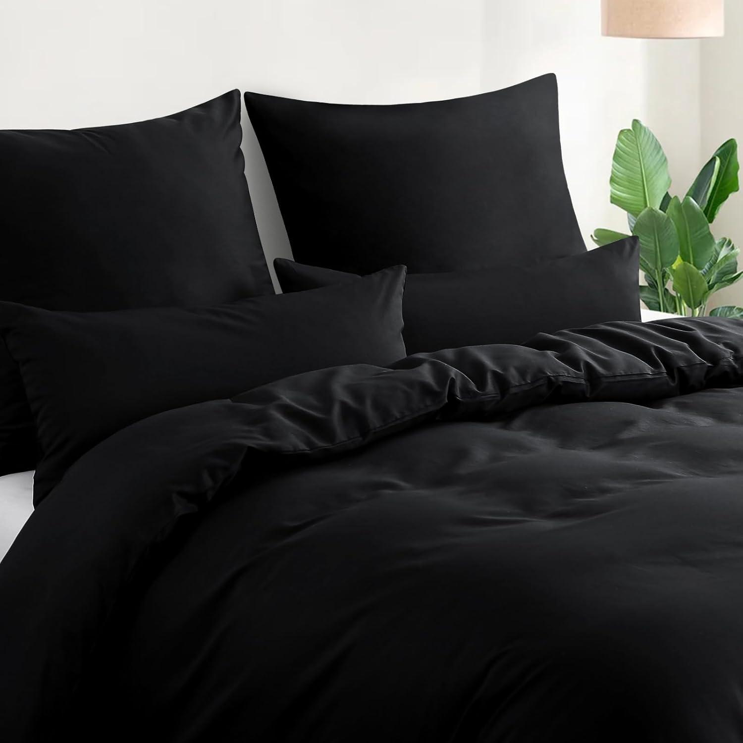 Kissenbezug 40x80 Schwarz Baumwolle Reißverschluss 2er Set