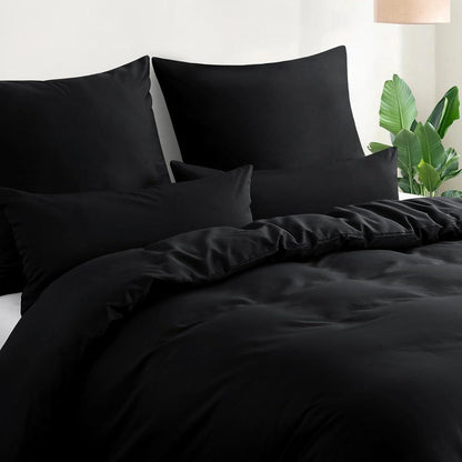 Kissenbezug 40x80 Schwarz Baumwolle Reißverschluss 2er Set