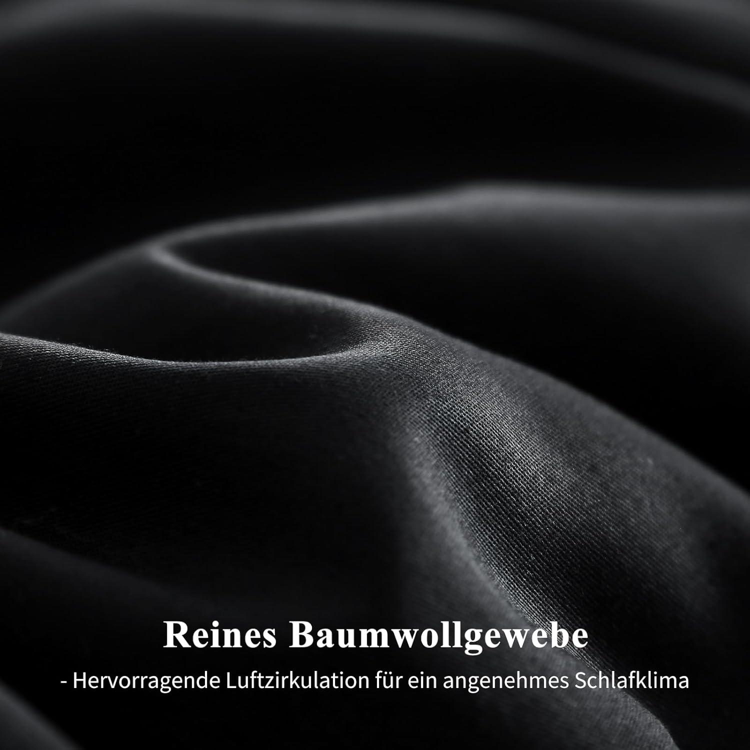Schwarzer Kissenbezug 40x80 Baumwolle 2er Set Reißverschluss