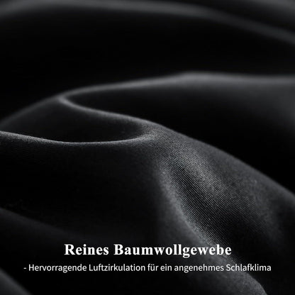 Schwarzer Kissenbezug 40x80 Baumwolle 2er Set Reißverschluss