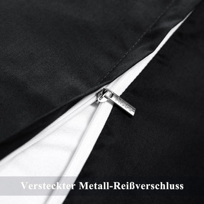 Kissenbezug 40x80 Schwarz Baumwolle Weich Reißverschluss 2er Set