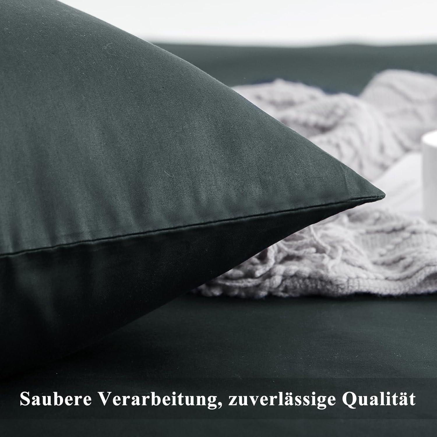 Kissenbezug 40x80 Grau Baumwolle 2er Set weich Anthrazit mit