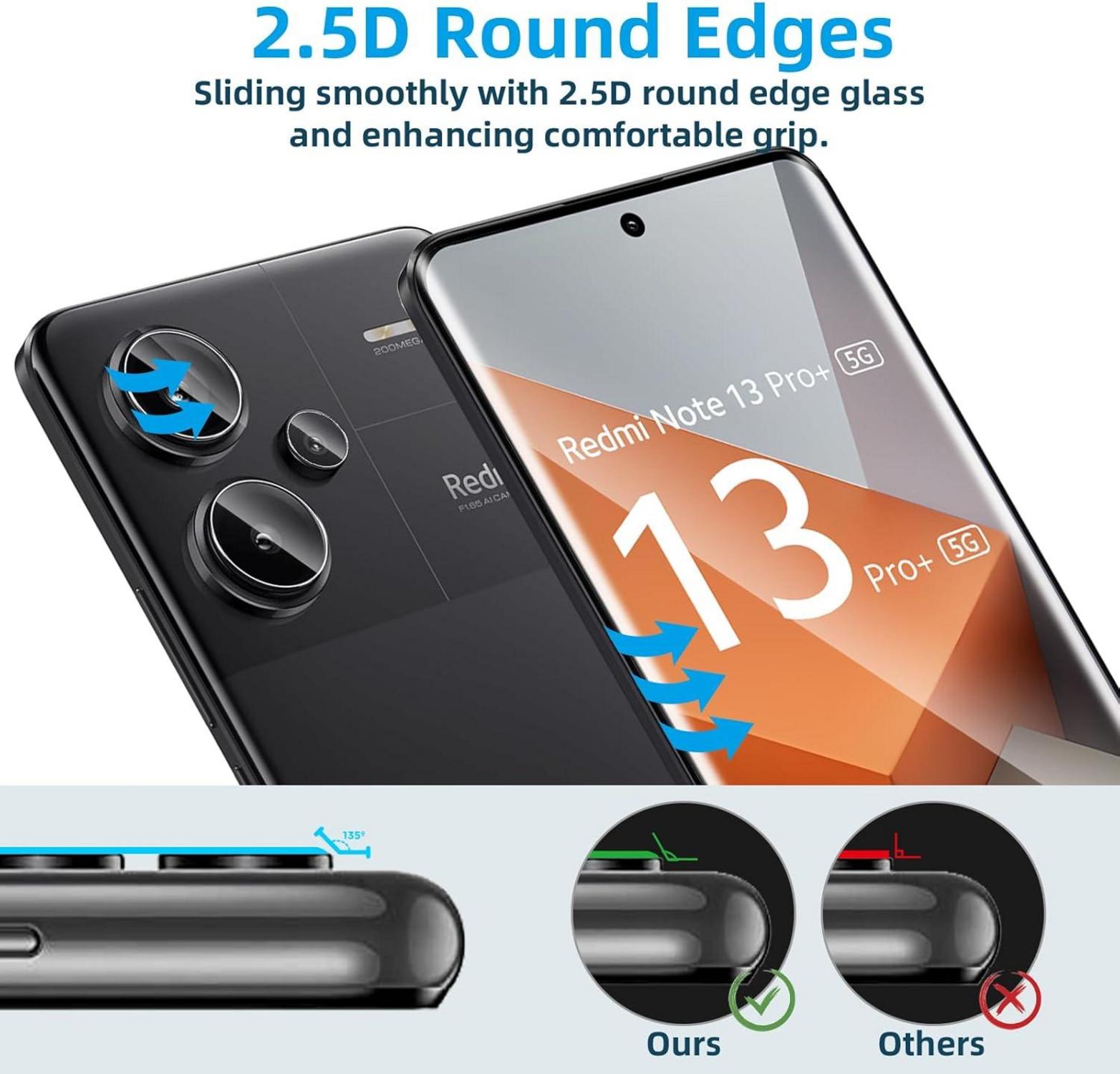 Panzerglas für Xiaomi Redmi Note 13 Pro Plus Displayschutzfolie 2+2 0.33mm Transparent