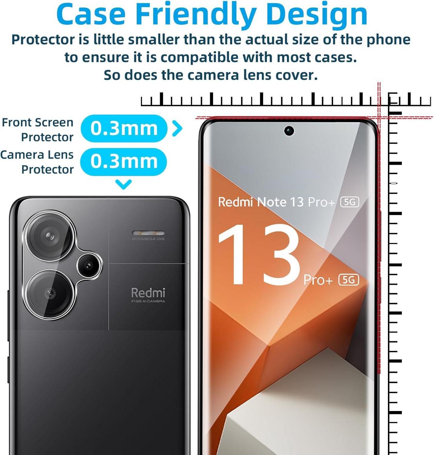 Panzerglas Screen Kameraschutz Xiaomi Redmi Note 13 Pro Plus 5G