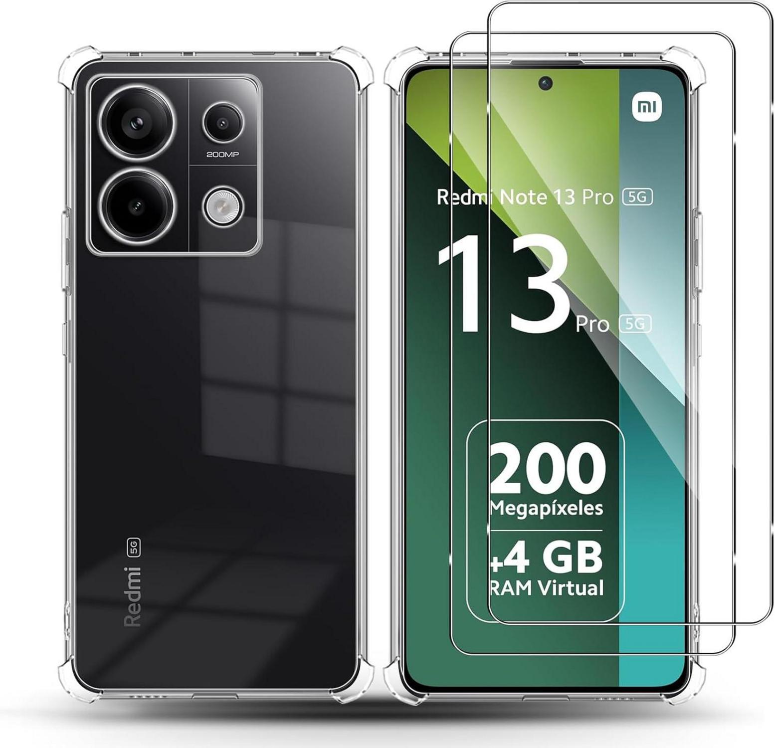 QULLOO Silikon Hülle + 2 Schutzfolien Xiaomi Redmi Note 13 Pro 5G