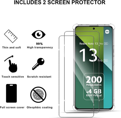 QULLOO Silikon Hülle + 2 Schutzfolien Xiaomi Redmi Note 13 Pro 5G
