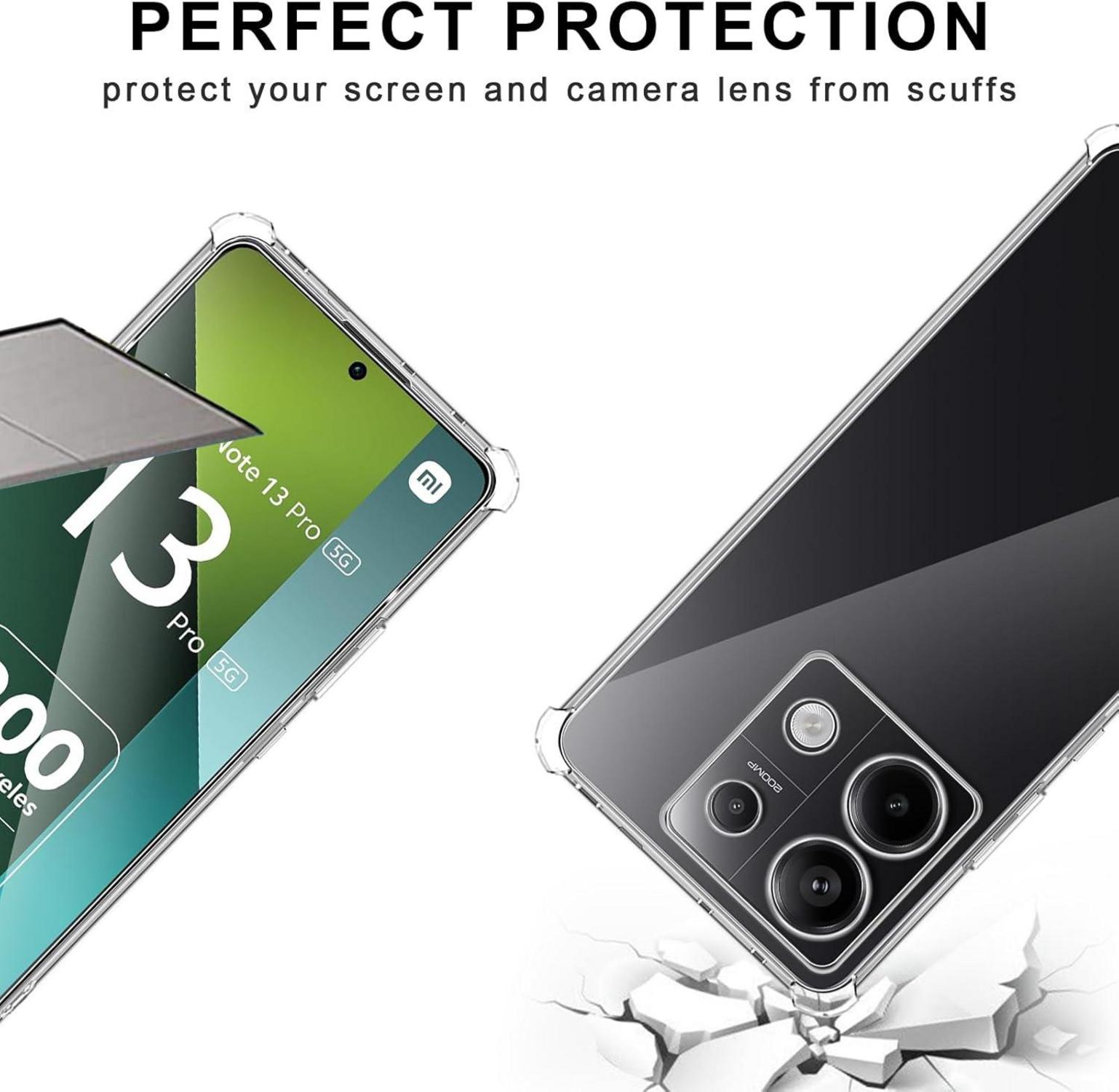 QULLOO Silikon Hülle Schutzglas Xiaomi Redmi Note 13 Pro 5G Poco X6 Transparent