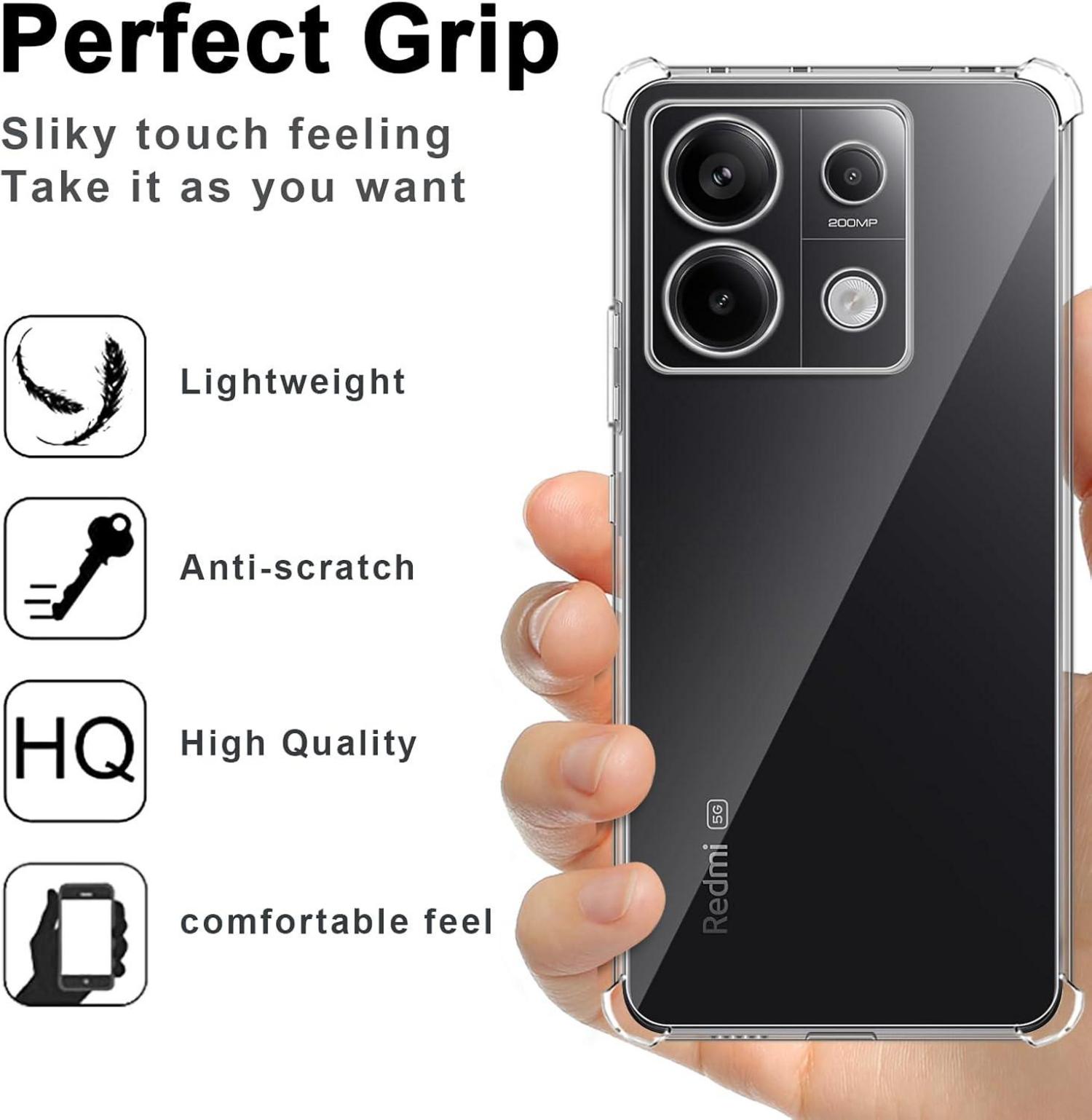 Schutzhülle + 2x Panzerglasfolie für Xiaomi Redmi Note 13 Pro 5G Poco X6