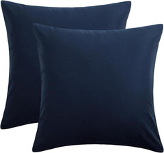 Weicher Kissenbezug Baumwolle 80x80 Blau 2er Set Reißverschluss