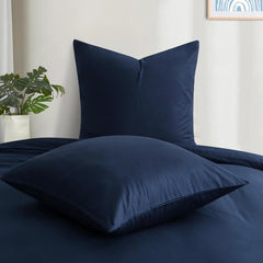 Weicher Kissenbezug Baumwolle 80x80 Blau 2er Set Reißverschluss