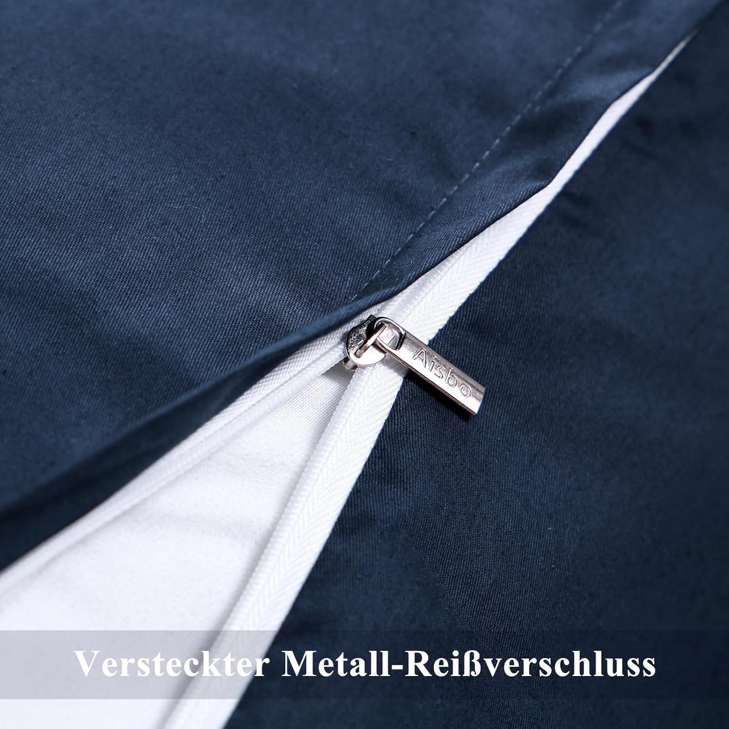 Blauer Baumwolle Kissenbezug 80x80 2er Set weicher Reißverschluss