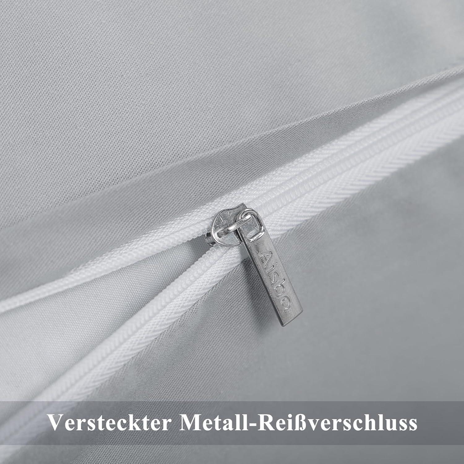 Kissenbezug 80x80 Grau Baumwolle Weich Reißverschluss 2er Set