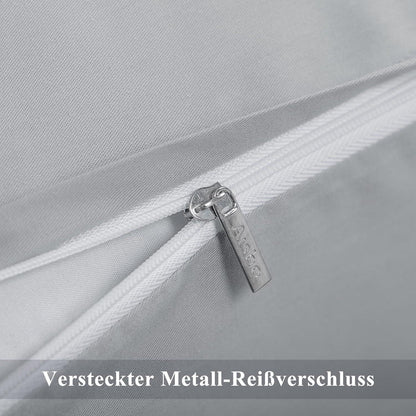 Kissenbezug 80x80 Grau Baumwolle Weich Reißverschluss 2er Set