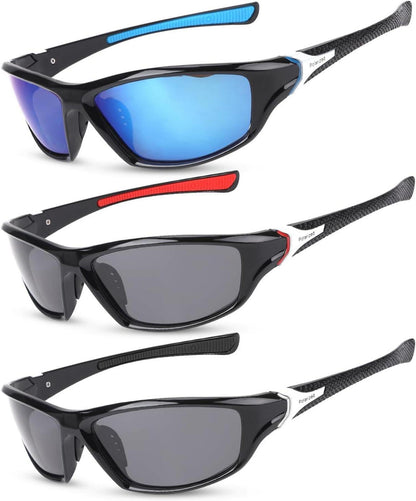 3er Set Polarisierte UV400 Sport-Sonnenbrillen für Herren Damen