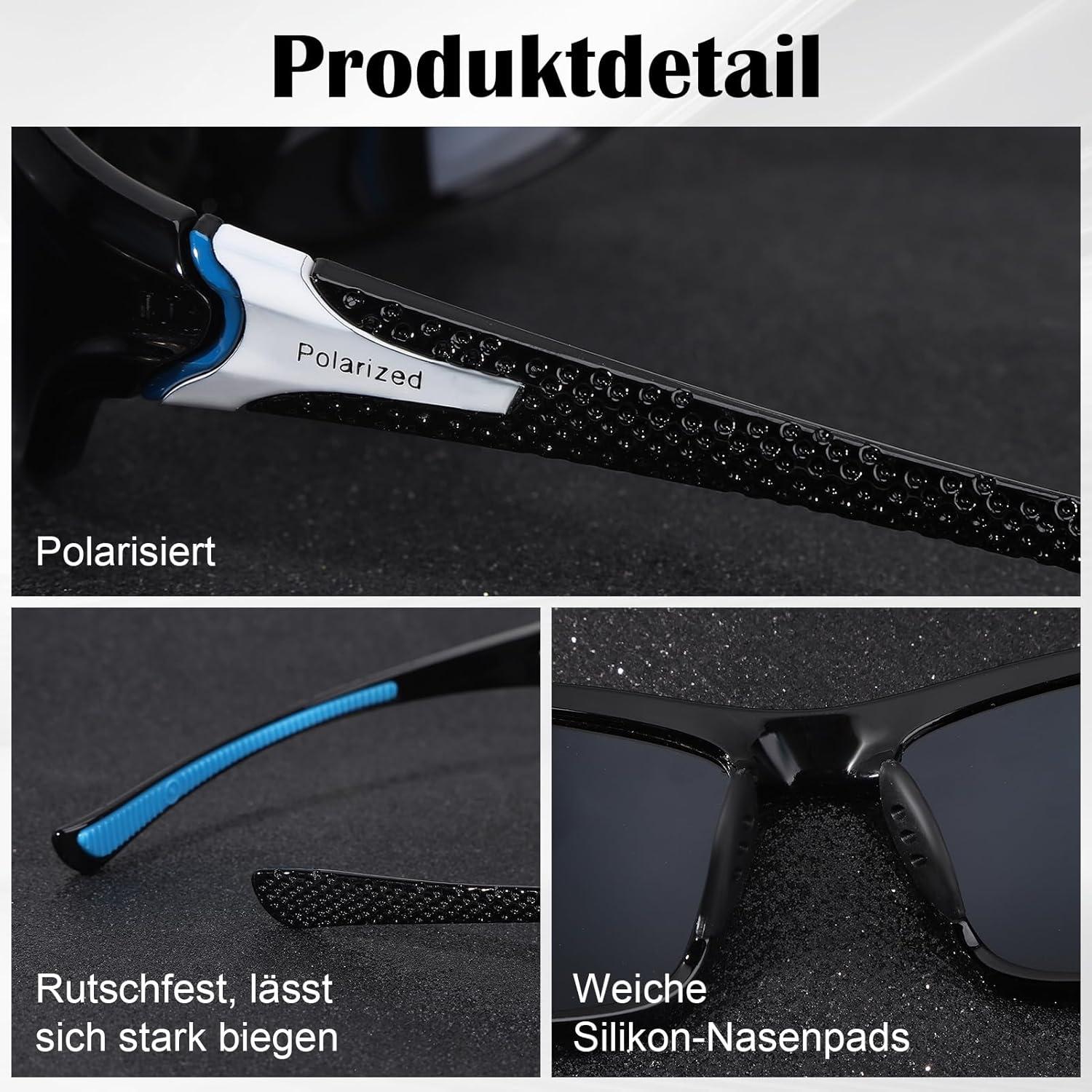 Herren Sportbrille UV400 Polarisierte Sonnenbrille 3er Set Outdoor