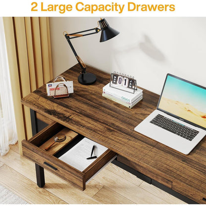 Doppelter Schreibtisch 200cm | Rustikaler Bürotisch für Home Office