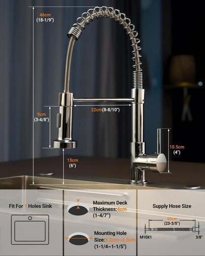 Wasserhahn Küche Hochdruck mit Brause 2 Strahlarten 360° Drehbar