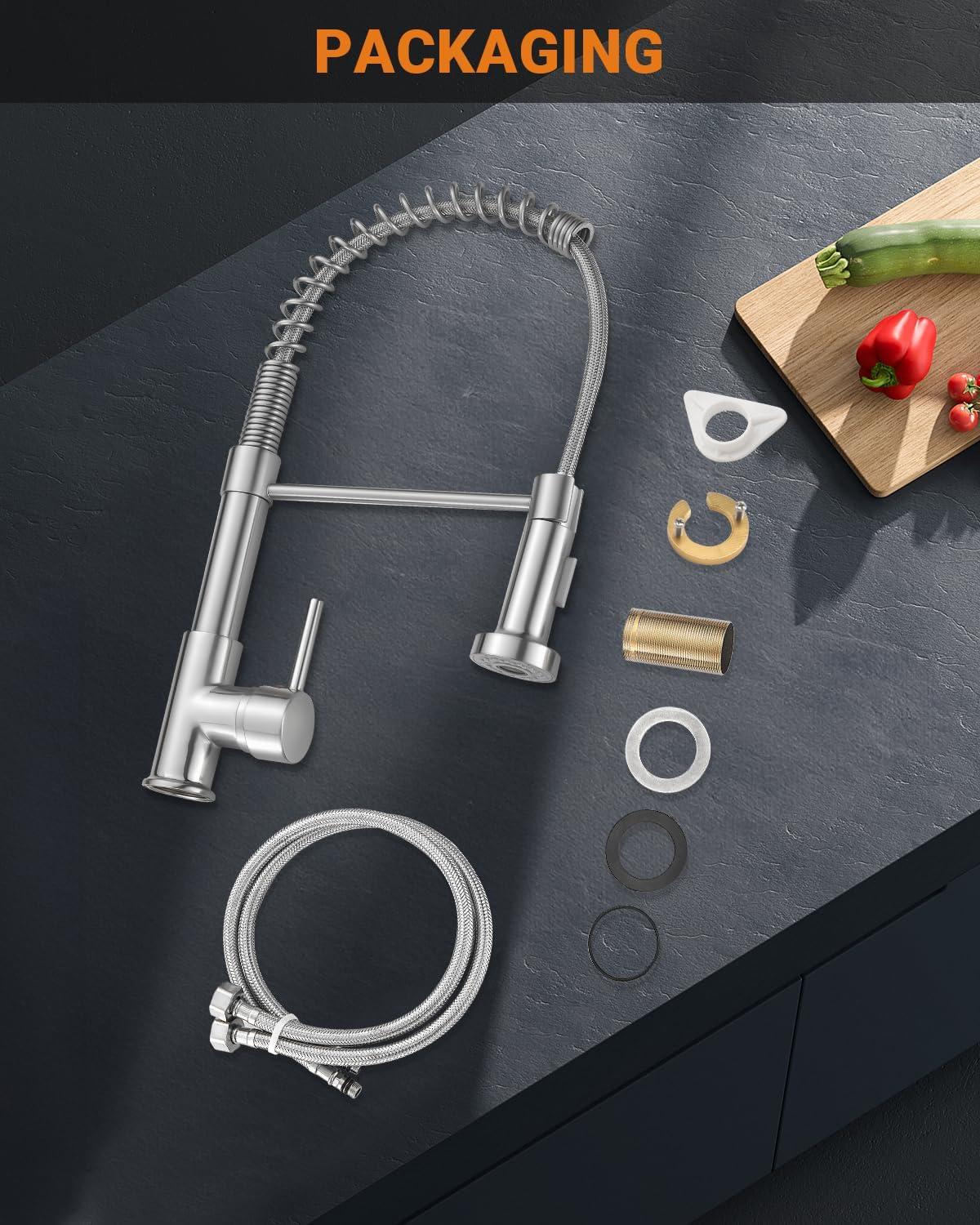 APPASO Wasserhahn Küche Hochdruck mit Brause 360° Drehbar Edelstahl Chrom