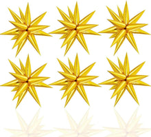6er Set Silvester Deko Luftballons Gold 22 Zoll Stern Folienballons