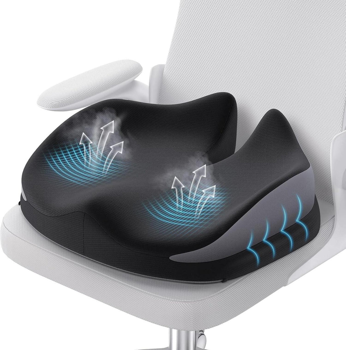 Memory Foam Orthopädisches Sitzkissen zur Steißbeinlinderung, Schwarz