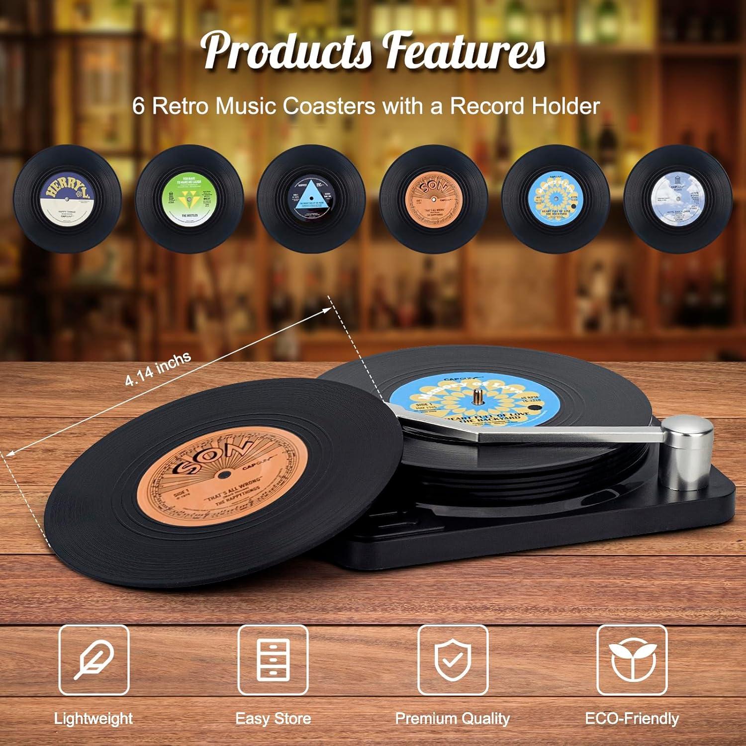 Valdivia Retro-Vinyl-Schallplatten Untersetzer, 6