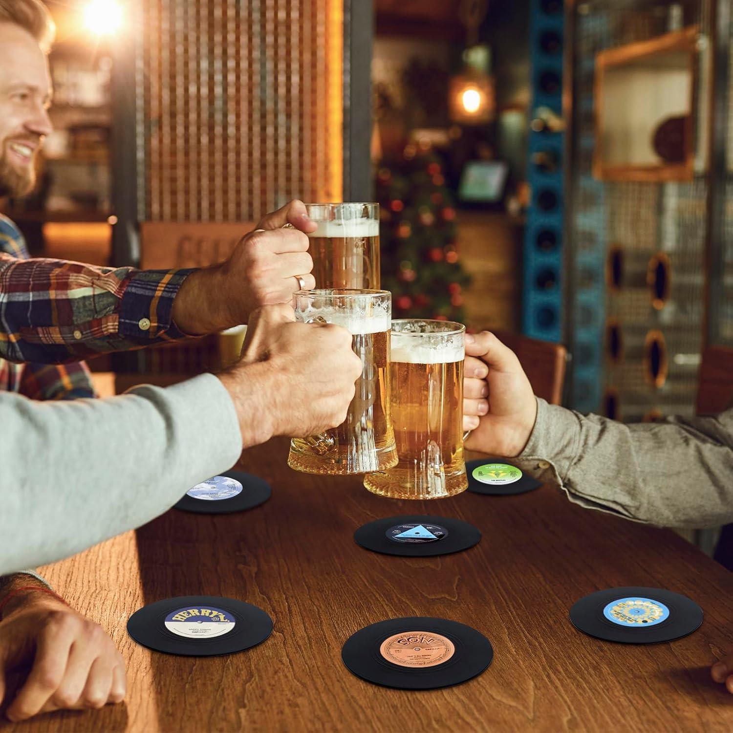 Retro-Vinyl-Schallplatten Untersetzer Set 6 Stück - Nostalgische