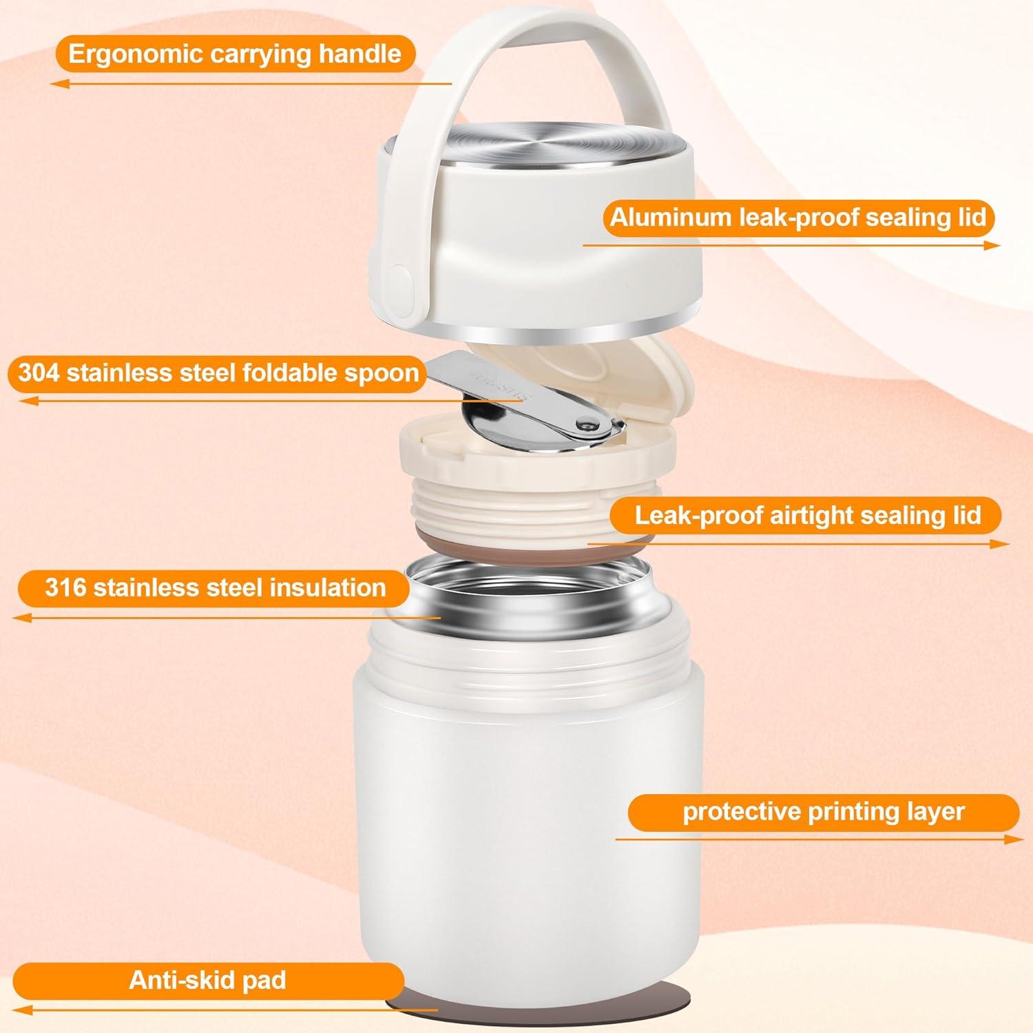 Dorblely Thermobehälter 600ml Edelstahl Vakuumisoliert