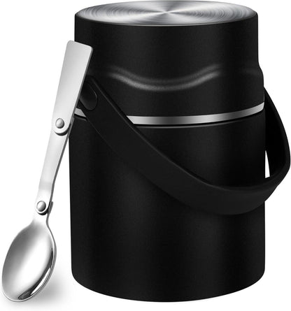 Thermobehälter für Essen 800ml Edelstahl Vakuumisoliert Schwarz