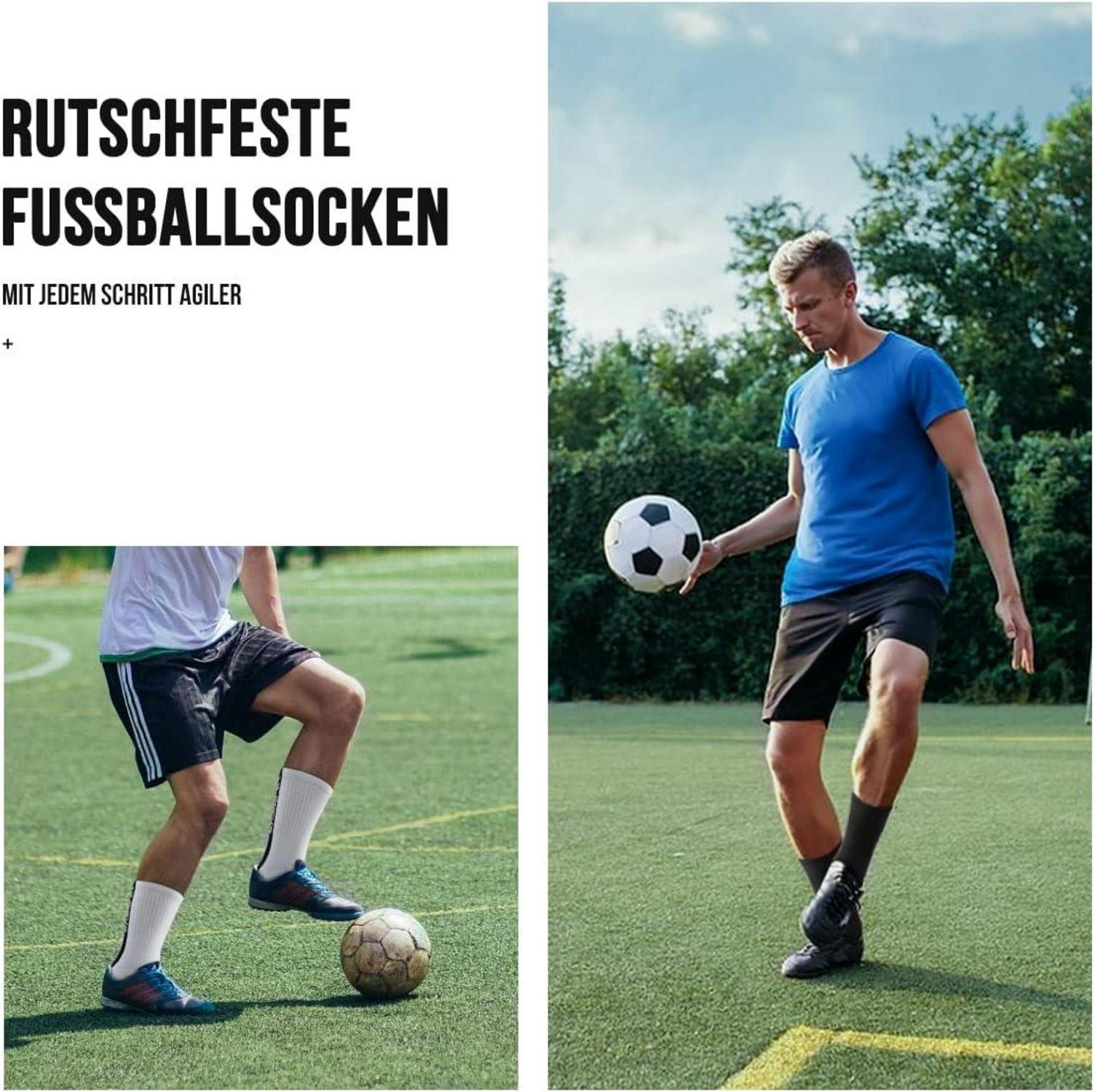 Grip Fußballsocken 3 Paar Rutschfeste Damen Herren 35-39 39-46 Schwarz